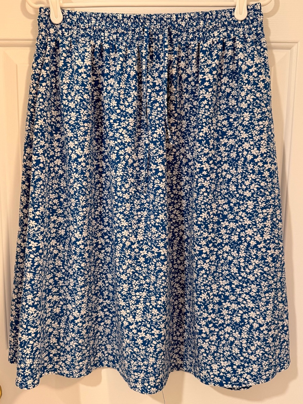 Blue Floral A-Line Midi Skirt - Women's